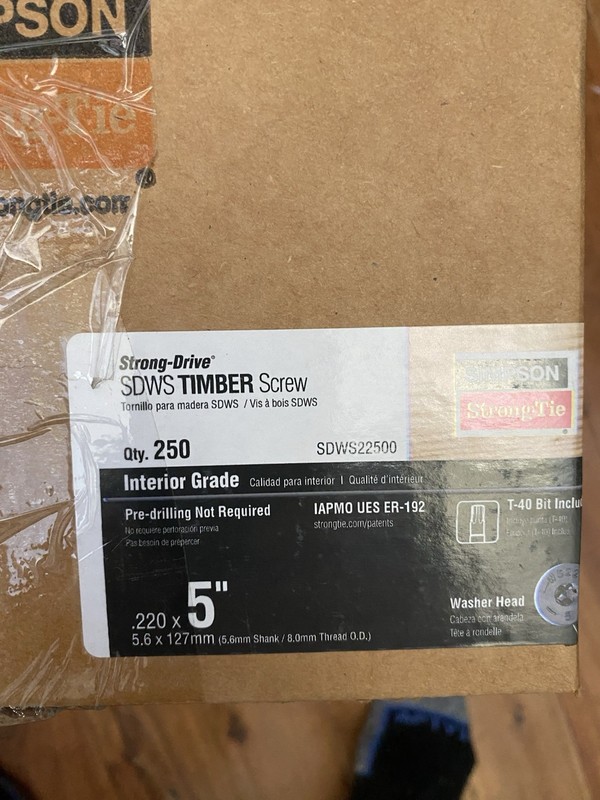 Simpson Strong-Tie SDWS .220x5 Black Timber Screws 250 SDWS22500