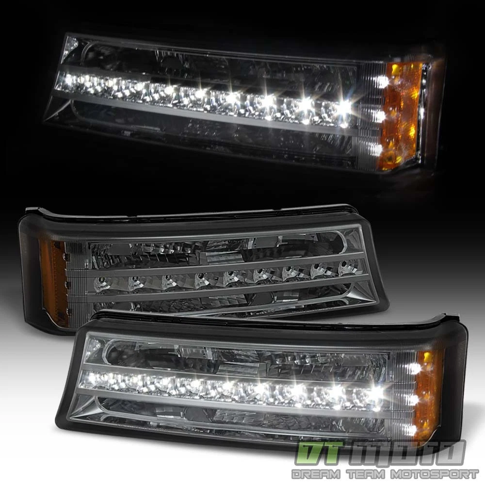 Faros Con Carcasa Negra Y Lente Transparente Para Chevy Silverado/Avalanche 2003-2007 – Par Con Señal De Giro (Motor-1)