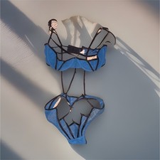 SEDUCTION By Fredrick  s of Hollywood Blue/Black Strappy Underwired lingerie