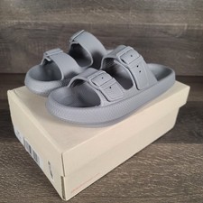 Beach Slides By J/Slides Gray Eva Double Buckle Sandals Women's 7 M Summer