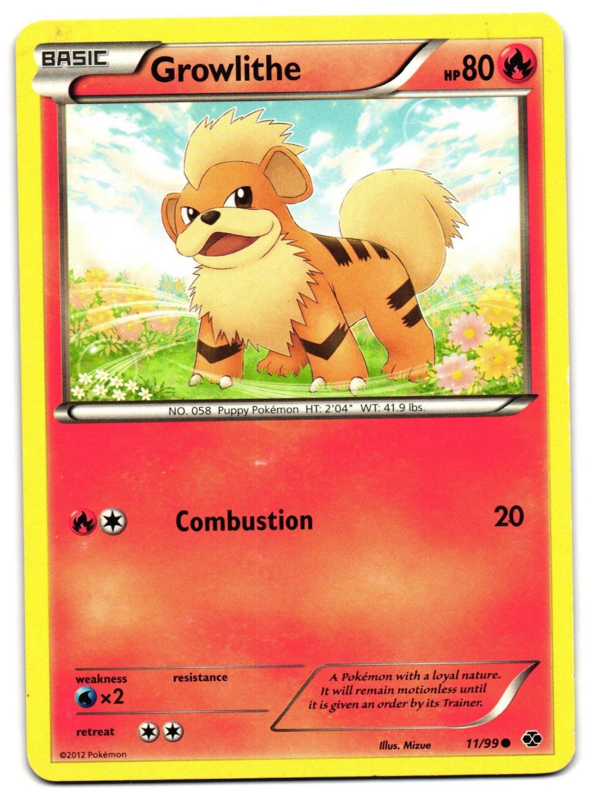 GROWLITHE 11/99 - LP - NEXT DESTINIES ENGLISH 2012 POKEMON CARD