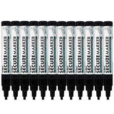 Secure Permanent Markers, Black, 12-Count. Indelible Markers with 4mm Ke...