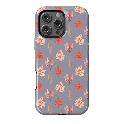 Minimalist Fall Leaves Pattern Grey Orange Autumn Case iPhone 12-17