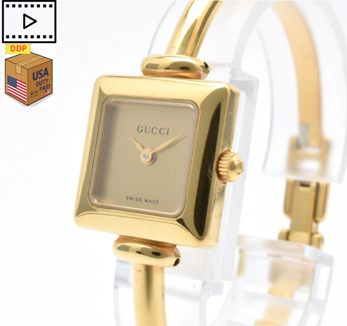 GUCCI ゴールド スクエアフェイス 時計 Pre-owned Gucci 7900 M.1 18k 29mm Quartz watch | Gray & Sons Jewelers