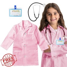 Kids Doctor Lab Coat Costume Role Play Playset Accessories 3-12
