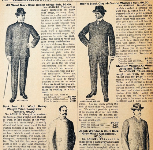 1901 Men's Dress Suits Outfits Reproduction Advertisement Sears Fashion DWV12D
