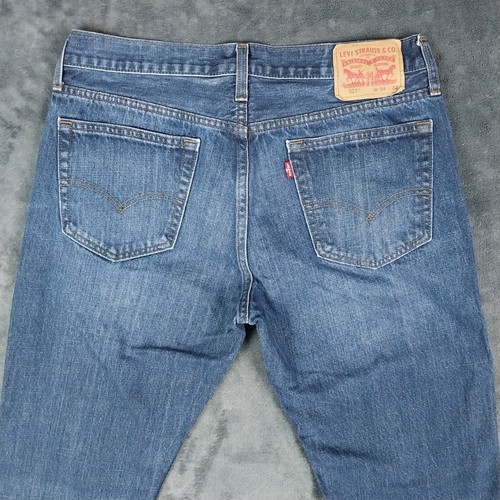 Levis 527 Jeans Herren 34x32 Bootcut Blau Denim Mid Rise Dark Wash Baumwolle Cowboy - Bild 6 von 7