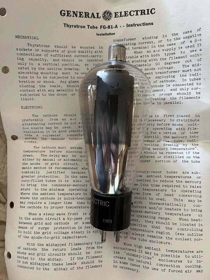 Tubo de tiratrón General Electric FG-81-A NOS Foto 2 de 4