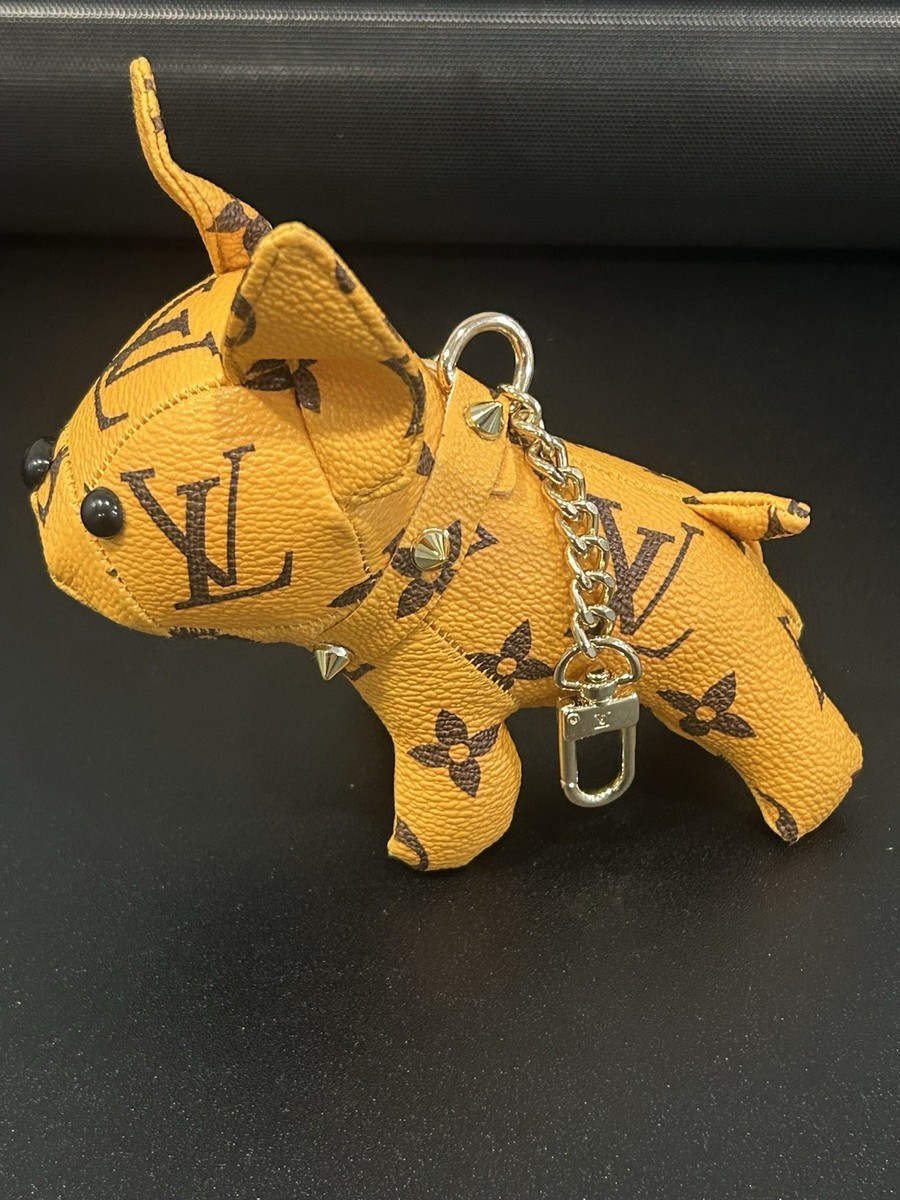 Orange Bull Dog Keychain L V Branded Gold Studded Collar | eBay