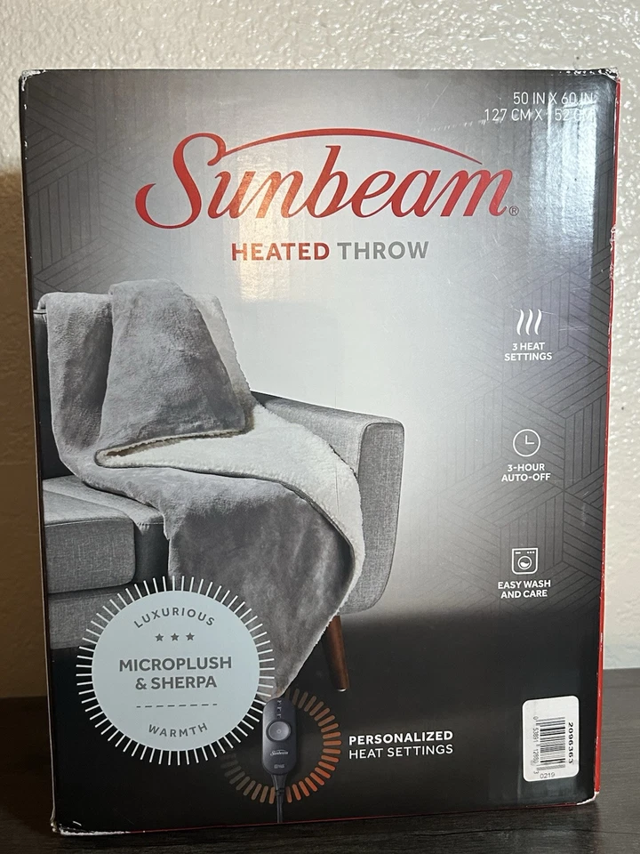 Lanzamiento térmico Sunbeam - 50 pulgadas x 60 pulgadas (127 CM x 152 CM) azul marino/a cuadros Foto 3 de 4