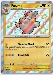 Pawmo 143/091 Paldean Fates Shiny Rare Holo