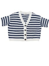 Universal Thread Cardigan Sweater Womens Small Navy Striped Short Sleeve Button