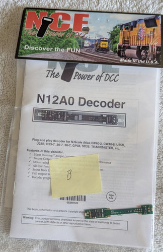 NCE N14A0 Drop In DCC Decoder For Certain Atlas N Scale Locomotives 5240120