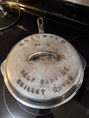 Griswold No 8 Cast Iron Deep Skillet Chicken Fryer 777 & Matched Lid 1048 