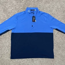 RLX Ralph Lauren Pullover Mens XXL 2XL Blue Navy Colorblock Golf Wicking 1/4 Zip