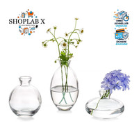 Kleine Vasen Tischdeko Vintage Handmade 3 StüCk Klar Glas Blumenvase Set 3