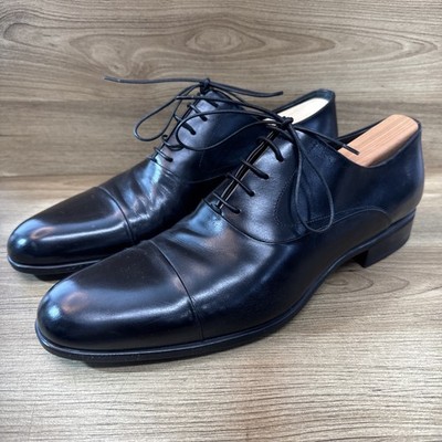 MORESCHI Italian Calf Leather Black Cap Toe Oxford Luxury Dress Shoes Mens 8.5