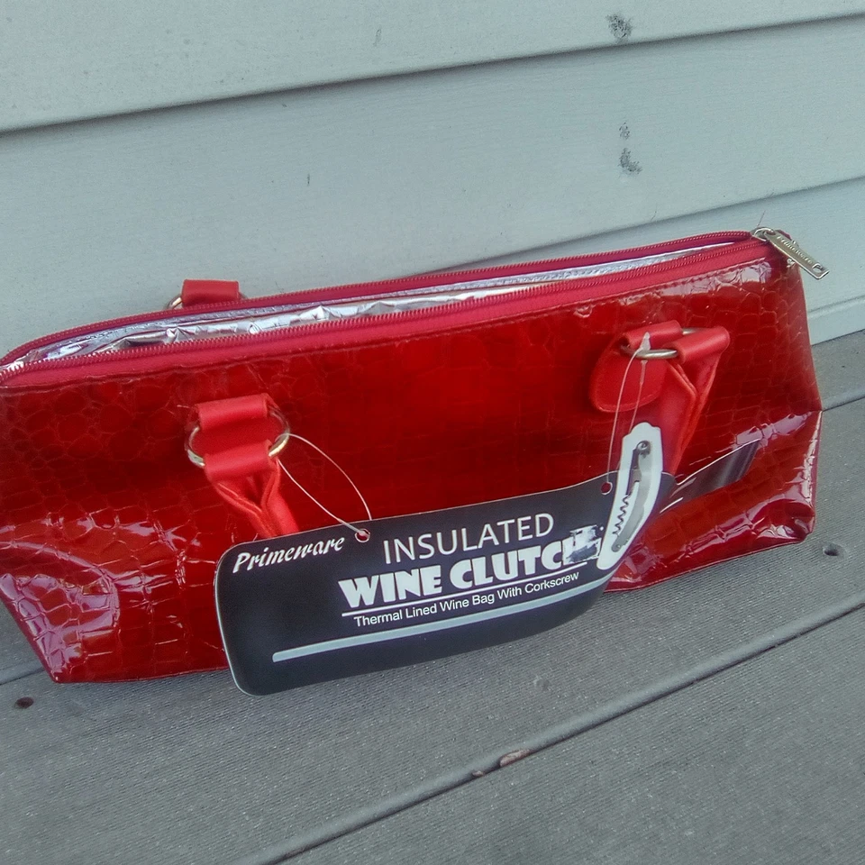 Primeware Insulated Wine Clutch Thermal Lined Bag Red Design W/Corkscrew NWT  - Image 4 of 4