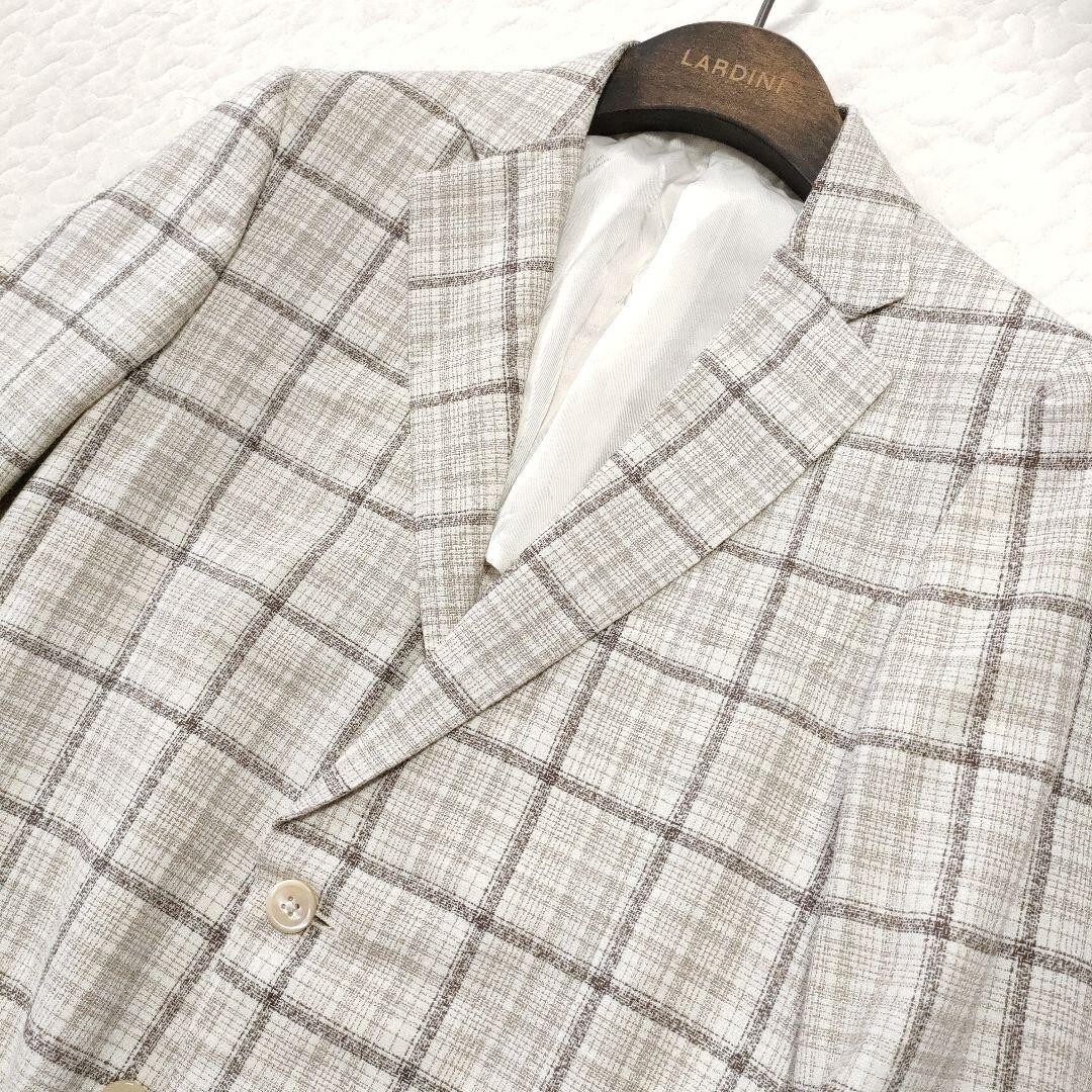 ISAIA Beige Brown 2B Tweed Jacket Size 46 Wool Cotton Used Mint 