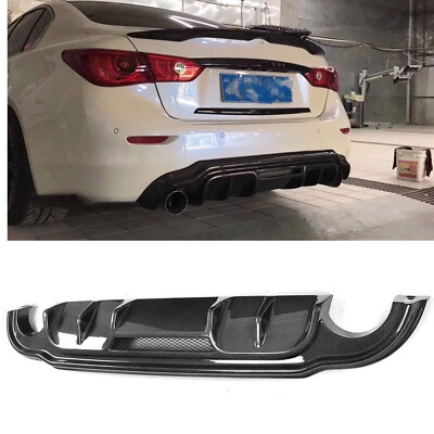 For 2013 2014-2017 Infiniti Q50 S Style Rear Diffuser Carbon Fiber Black 1PC US