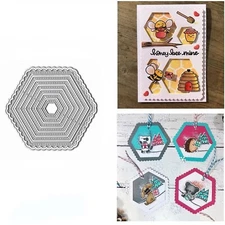 7PCS Hexagon Layered Line Frame Metal Die Cuts, Hexagonal Border Cutting Dies...