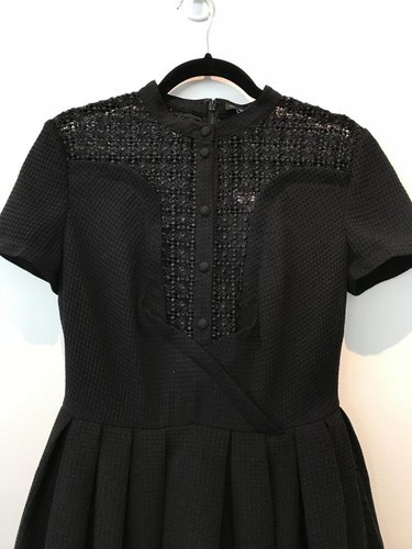 NWT Isabel Garcia black cocktail rockabilly Fit & Flare Dress lace full skirt M - Picture 6 of 7
