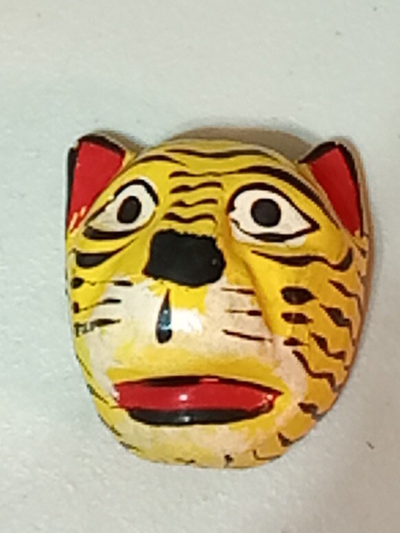 Tiger Mask Tiny Size Hand Carved & Painted Guerrero Mexican Folk Art