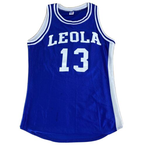 Leola Russell 1990's Number 13 Nylon Basketball Jersey Size 42 Blue and White - Picture 1 of 11