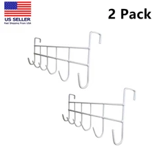 2x Over The Door Hook, Organizer Rack, Hanging for Coats, Hats, Towels, 6 Hook 