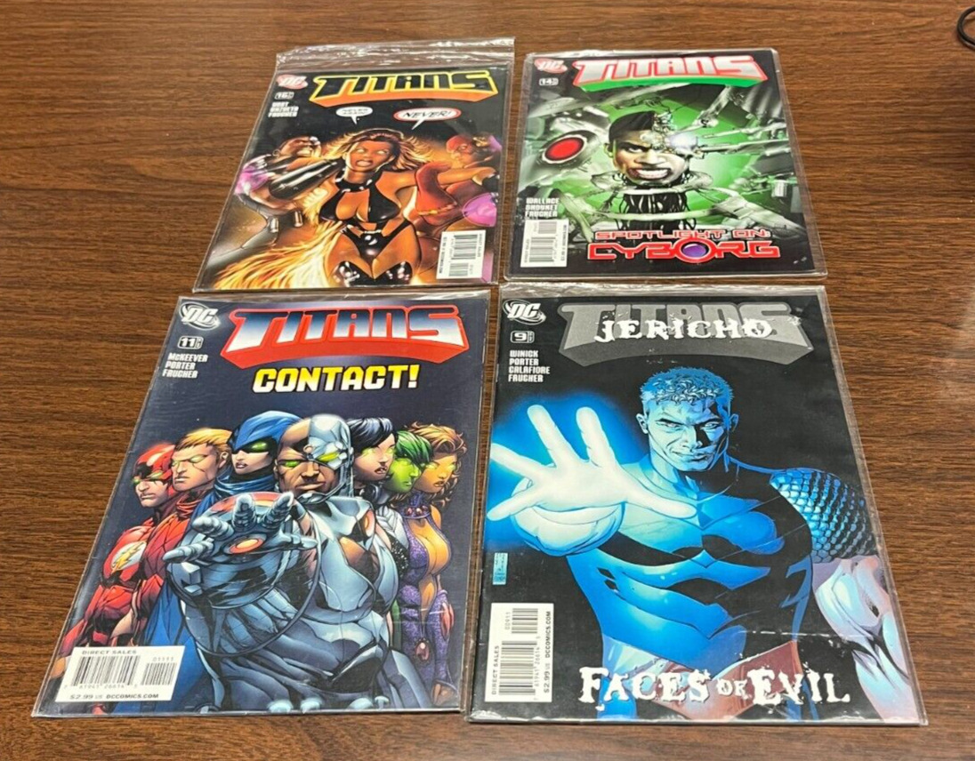TITANS 4 Comic Lot #9, 11, 14, & 16 2009 Jericho Contact Cyborg NM or better