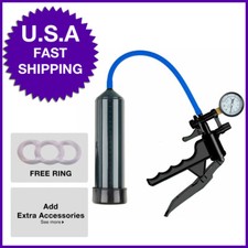 Male Penis Enlarger Vacuum Pump Gauge Stronger Harder Erections ED Medical Grade