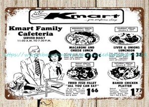 home kitchen wall art Kmart Grill menu Cafeteria 1970s metal tin sign