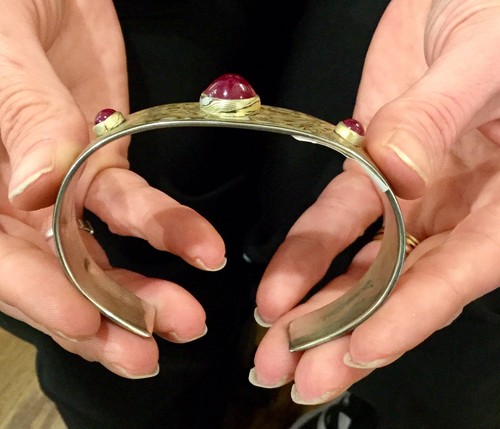 FAB SIGNED NEW MENS' STERLING SILVER & COPPER MOKUME GANE & RUBY CUFF BRACELET!! - Picture 4 of 5