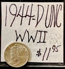 1944 D Mercury Silver Dime (UNC) Uncirculated Condition. WWII Era. ENN Coins