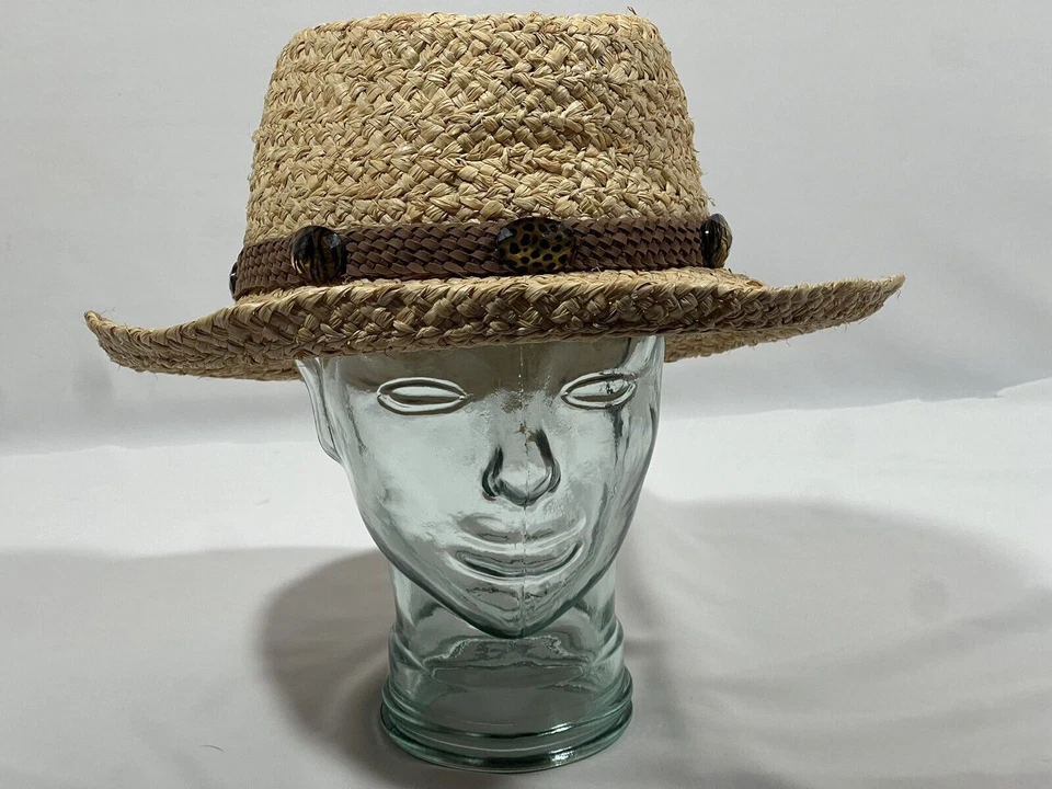 Sombrero parasol Pacific Dorfman para mujer L/XL fibra tostada con banda tejida de cuero marrón Foto 4 de 4