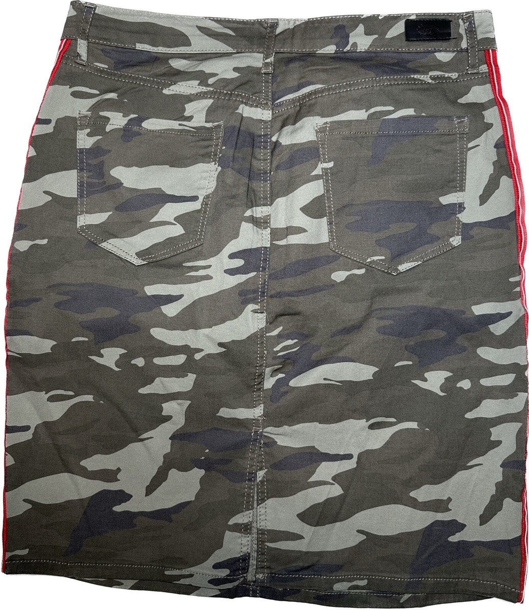 スカート Camouflage Long Denim Skirt CAMO Sofia Jeans Green Camo Knee Length Margarita Skirt Women's