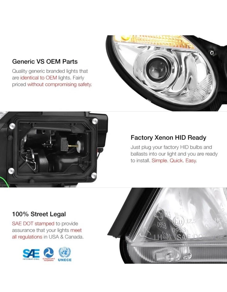 Juego de pares de faros izquierda y derecha para 03-06 Mercedes Benz E500 E55 Foto 2 de 4