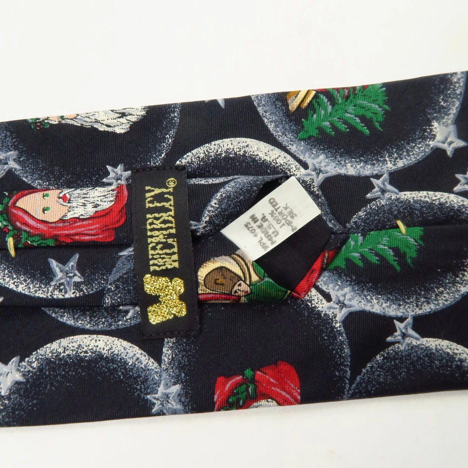 Corbata de Colección Wembley Navidad San Nick Cuello Estrellas 58x4 Retro Victoriano Hecha en EE. UU. Foto 3 de 4