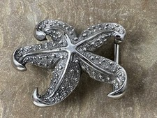 Vintage Signed TERRY STACK Silver Tone Metal Starfish Belt Buckle