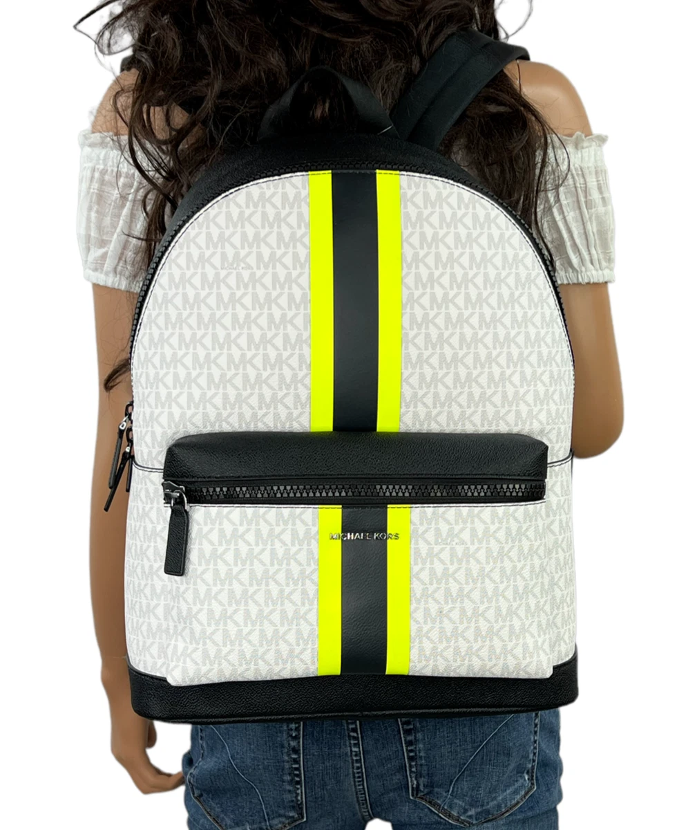 MICHAEL KORS COOPER LARGE BACKPACK MK SIGNATURE BRIGHT WHITE BLACK