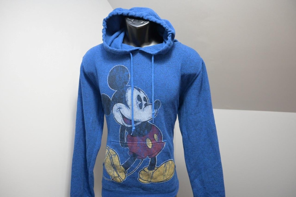 Walt Disney World Mickey Mouse Hoodie Sweater Dark Blue Crew Neck 