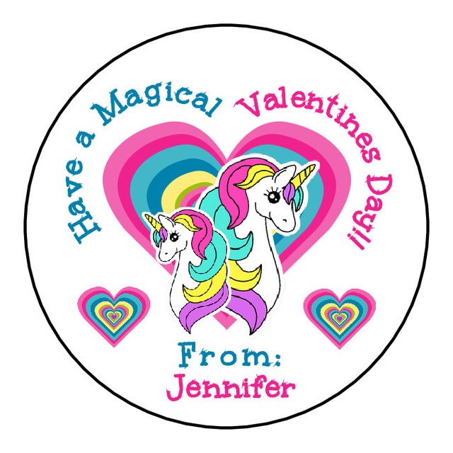 valentines day unicorn stickers labels tags magical