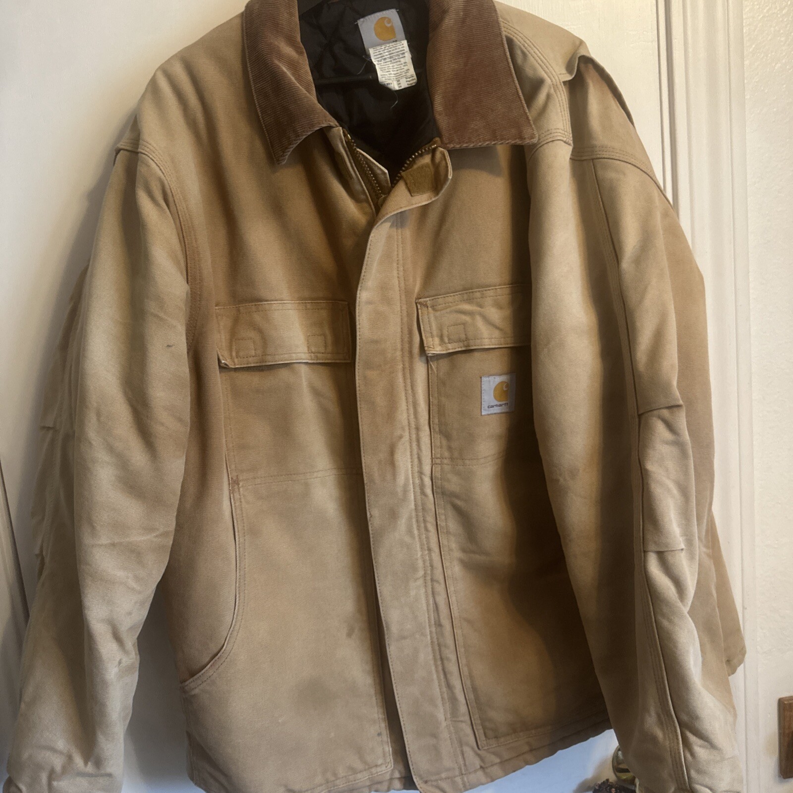 Vintage Carhartt Detroit Duck Canvas Jacket Men’s Size 48 Union Made USA Distressed Workwear