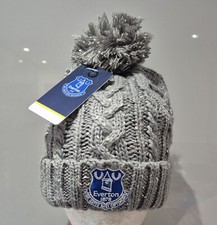 Everton Official ETC Sherpa Fleece Lined Woolen Bobble Hat - Grey
