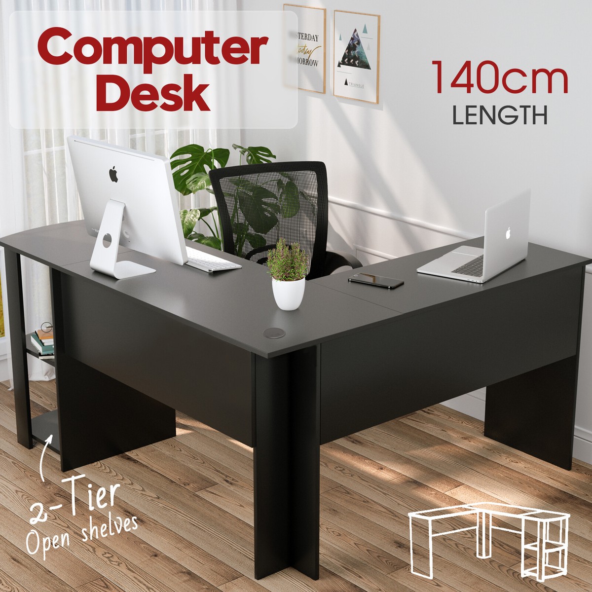 Z Line Modena Corner Desk Prestige Corner Computer Desk Office Double