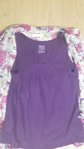 Women's Three Hearts Purple Floral 3/4 Sleeve DUO Shirt Top Size PS - Picture 4 of 5