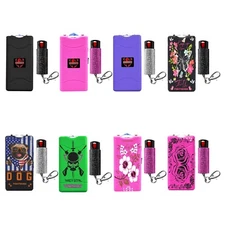 FIGHTSENSE Heavy Duty Rechargable StunGun withLED Flashlight &Pepper Spray COMBO