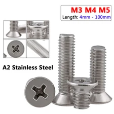 Countersunk Flat Head Phillips Machine Screws M3 M4 M5 A2 Stainless Steel