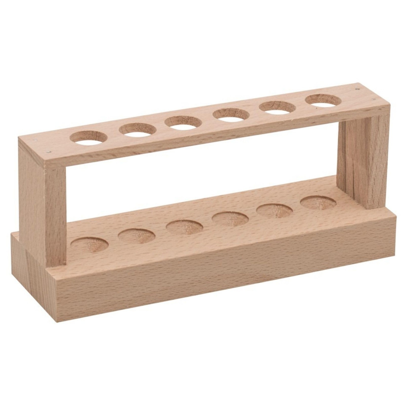 Small Wooden Test Tube Rack - Holds 6 x 15mm Diameter Tubes - 6" Long, 2.7" T...