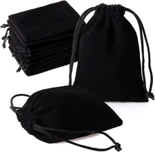 20PCS Premium Velvet Bags with Drawstring, Black Jewelry Bags Pouches Candy Bags